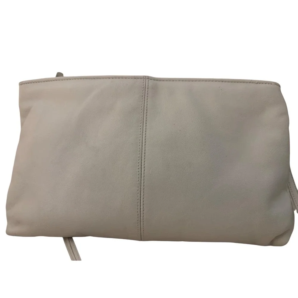 Leather Crossbody Bag Purse Womens Small Cream Vintage Bow Detail Good, Preowned